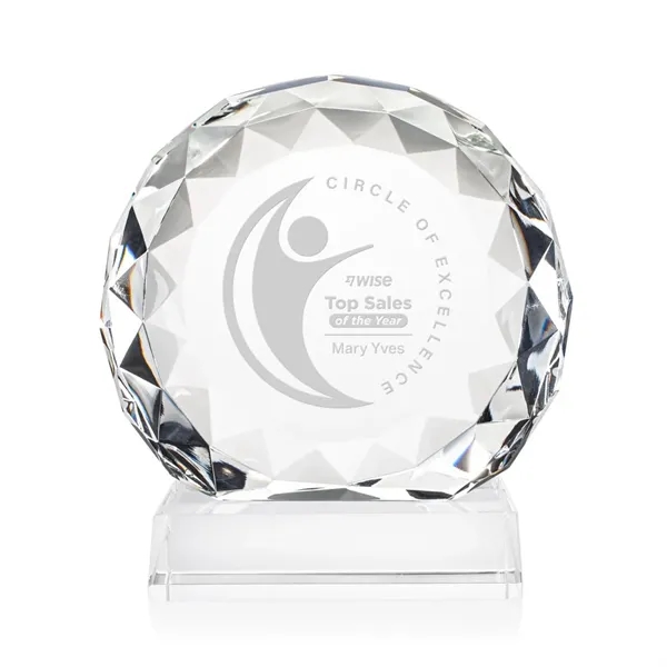Optical crystal round award with faceted edges on a base.... from ASI 84592 St Regis Group / St Regis