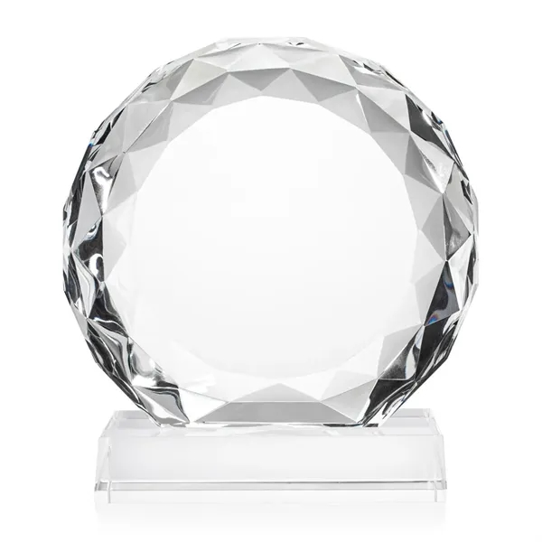Optical crystal round award with faceted edges on a base.... from ASI 84592 St Regis Group / St Regis