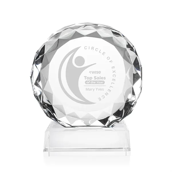 Optical crystal round award with faceted edges on a base.... from ASI 84592 St Regis Group / St Regis