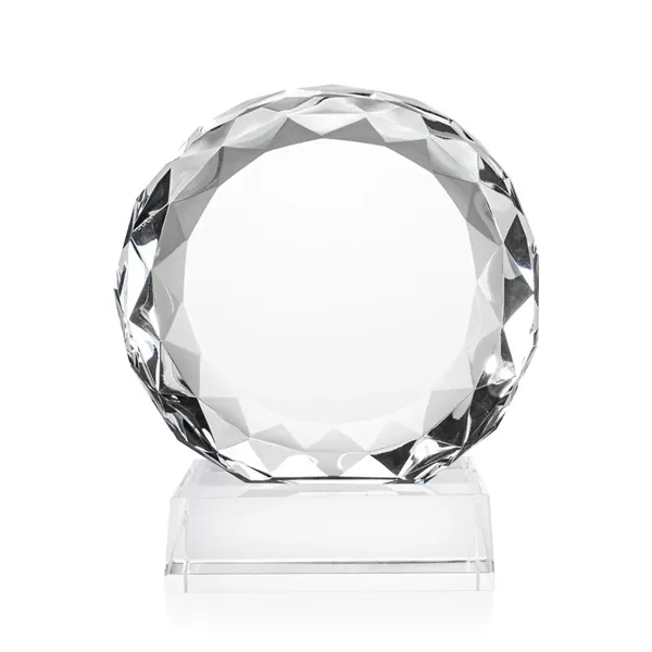 Optical crystal round award with faceted edges on a base.... from ASI 84592 St Regis Group / St Regis