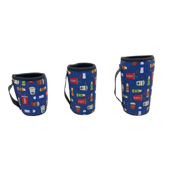 Neoprene beverage holder sleeve with handle plus full color sublimation on... from ASI 37218 Athena Promo (tm)