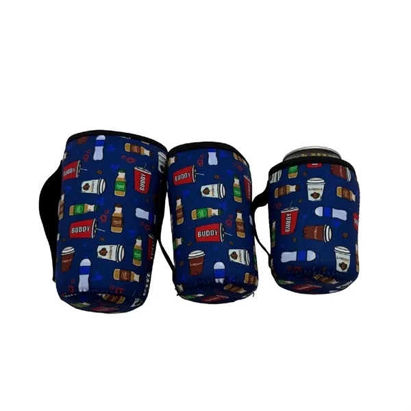 Neoprene beverage holder sleeve with handle plus full color sublimation on... from ASI 37218 Athena Promo (tm)
