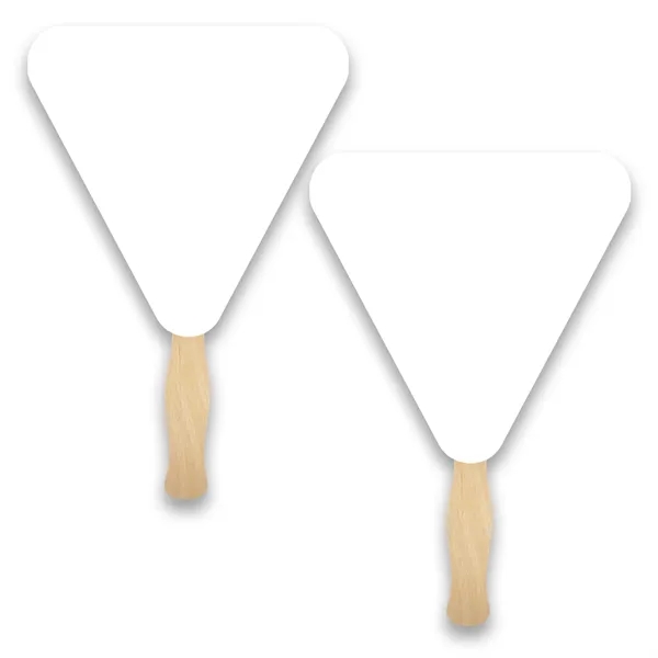 Triangle shape hand fan with wood handle ( wood stick), sandwich... from ASI 93520 Ventura Inc
