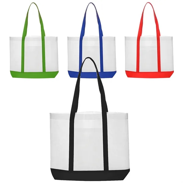 Water-resistant non-woven tote bag with trim color plus 1 color silkscreen... from ASI 37218 Athena Promo (tm)