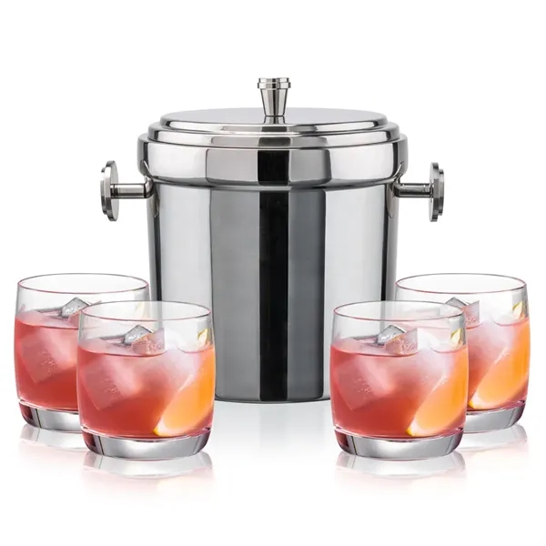 The Milano Ice Bucket & On-the-Rocks Glasses Set delivers a clean,... from ASI 84592 St Regis Group