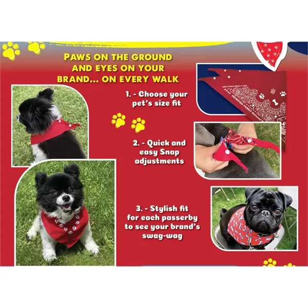 Medium/large pet bandanna with snap-and-go design.... from ASI 44020 Bandanna Promotions By CARO-LINE / Swag-Wag Pets