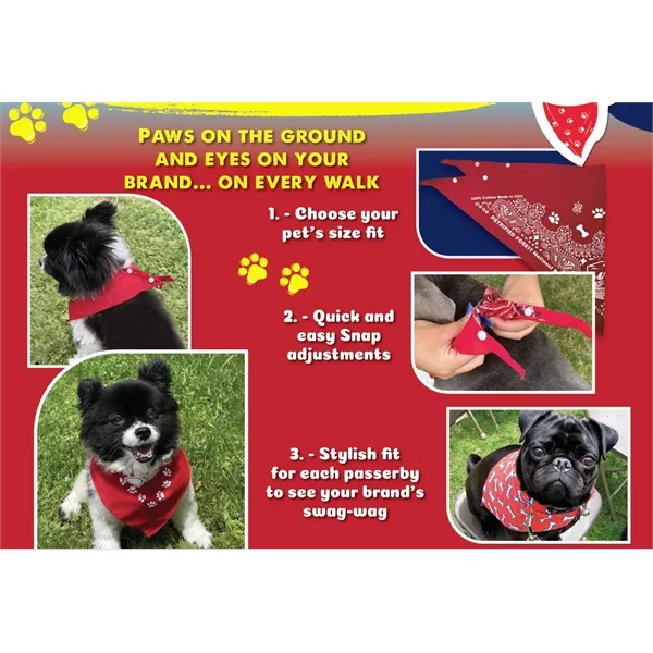 Medium/large pet bandanna with snap-and-go design.... from ASI 44020 Bandanna Promotions By CARO-LINE / Swag-Wag Pets