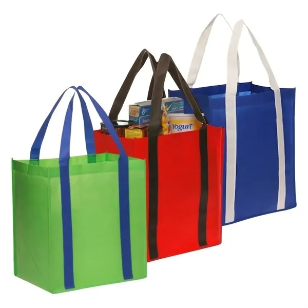 Water-resistant non-woven spacious tote bag with 1 color silkscreen imprint on... from ASI 37218 Athena Promo (tm)