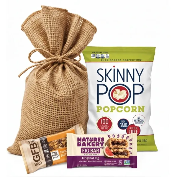 Jute Bag filled with Healthy Snacks... from ASI 89971 Stuff A Mug