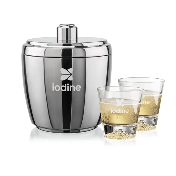 Item #SST1023-AP Pescara Ice Bucket & Aspen On-the-Rocks Set