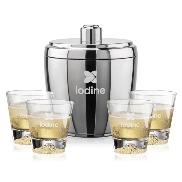 Item #SST1023-AP Pescara Ice Bucket & Aspen On-the-Rocks Set