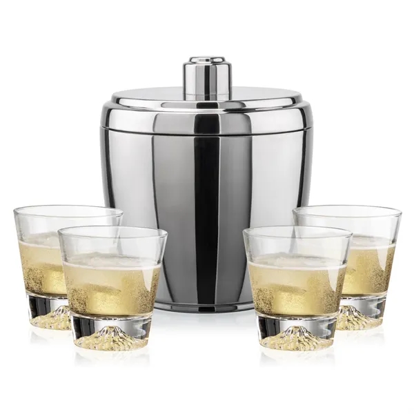 Item #SST1023-AP Pescara Ice Bucket & Aspen On-the-Rocks Set