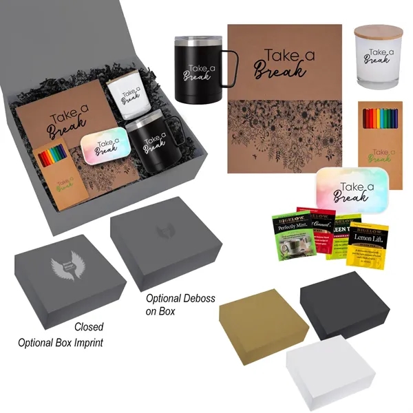 Self Care tea gift set with a candle, coloring book with... from ASI 61125 Hit Promotional Products / Hit®