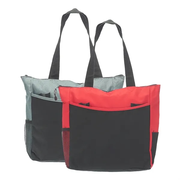 Polyester tote bag with front slip pocket with 1 color silkscreen... from ASI 37218 Athena Promo (tm)