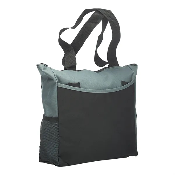 Polyester tote bag with front slip pocket with 1 color silkscreen... from ASI 37218 Athena Promo (tm)