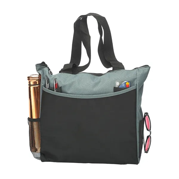 Polyester tote bag with front slip pocket with 1 color silkscreen... from ASI 37218 Athena Promo (tm)