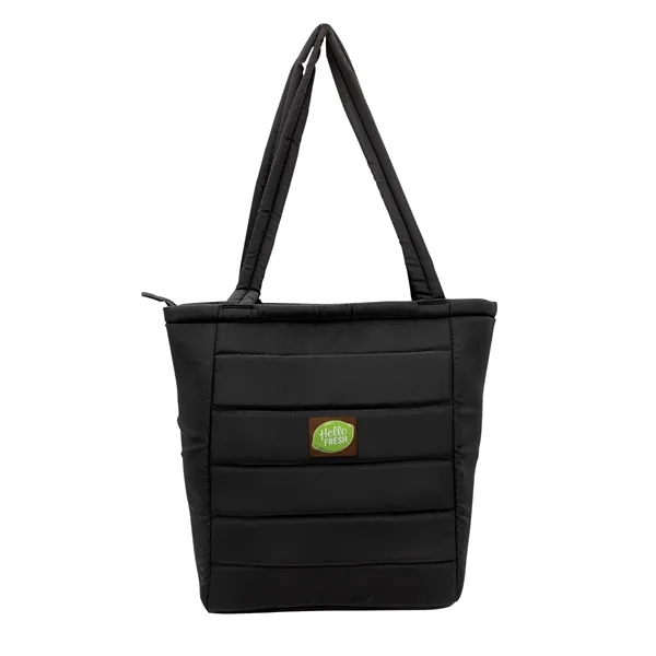 Otaria™ Puffy Recycled Tote Bag, Leather Patch - Full Colo... from ASI 30270 Aakron Line