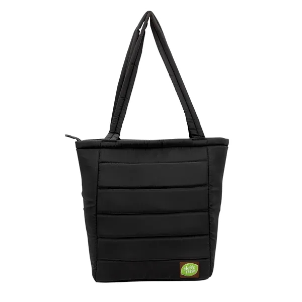 Otaria™ Puffy Recycled Tote Bag, Leather Patch - Full Colo... from ASI 30270 Aakron Line