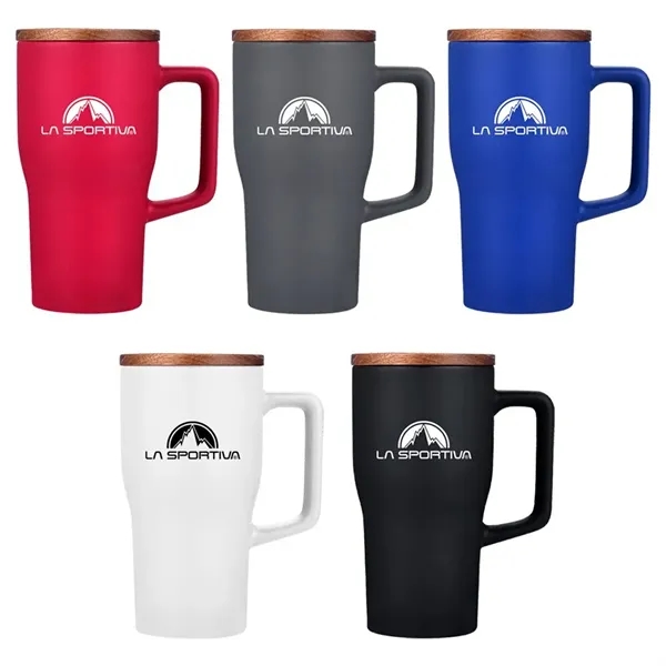 18 oz Ceramic Mug w Wood Lid... from ASI 88060 Snugz/USA Inc