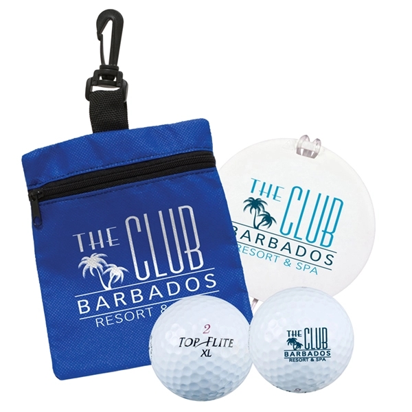 Mini, zippered non-woven bag with round golf bag tag and two... from ASI 43051 CPS / Keystone CPS CPS/Keystone
