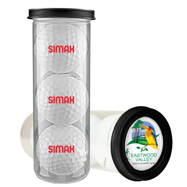 Three golf balls in a clear plastic tube that measures 4"W... from ASI 43051 CPS / Keystone CPS CPS/Keystone
