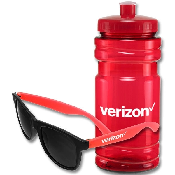 Gift set that includes black-rimmed sunglasses placed inside a 20 oz.... from ASI 43051 CPS / Keystone CPS CPS/Keystone
