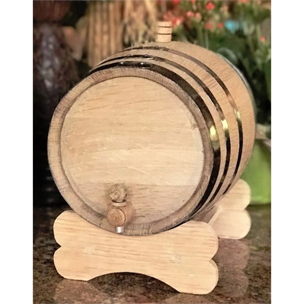 3 liter oak wood barrel with black hoops, stand, spigot, bung... from ASI 92531 Unique Custom Products / UCP