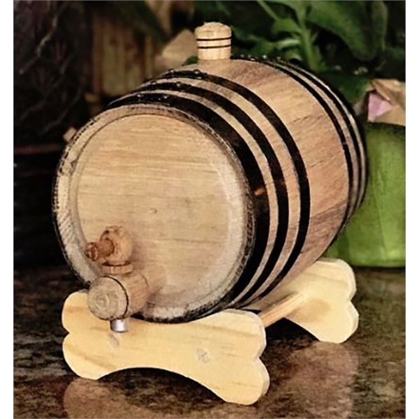1 liter oak wood barrel with black hoops, stand, spigot, bung... from ASI 92531 Unique Custom Products / UCP