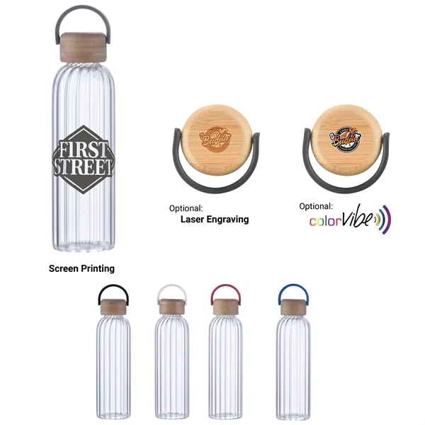 21 oz glass bottle with bamboo lid and stripe.... from ASI 99030 Zipline / Zipline Zipline®