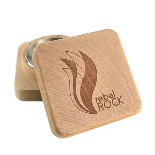 2" square Herb Grinder made from wood and stainless steel... from ASI 72657 Active Life Promo / Apres Ski Ingrain Promo