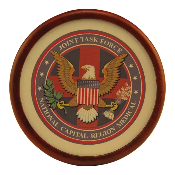 Round wood coaster with leather inlay... from ASI 88156 Solid Dimensions Inc / Solid Dimensions Line