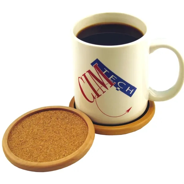 Round wood coaster with cork... from ASI 88156 Solid Dimensions Inc / Solid Dimensions Line