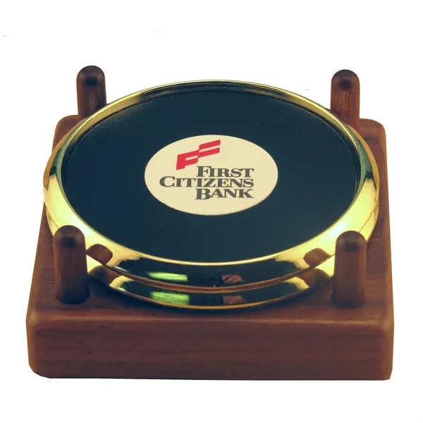 Set of 2 metal and leather coasters with die cast coin,... from ASI 88156 Solid Dimensions Inc / Solid Dimensions Line