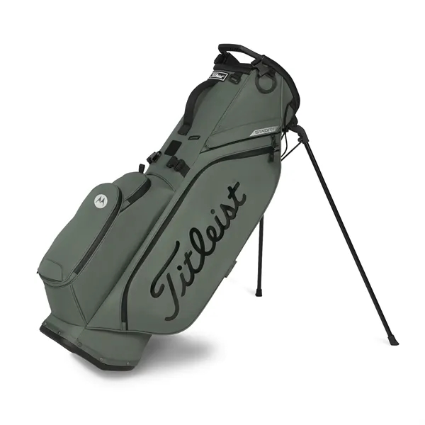 Golf bag stand with waterproof performance, apparel pocket, double strap, and... from ASI 57653 Gold Bond