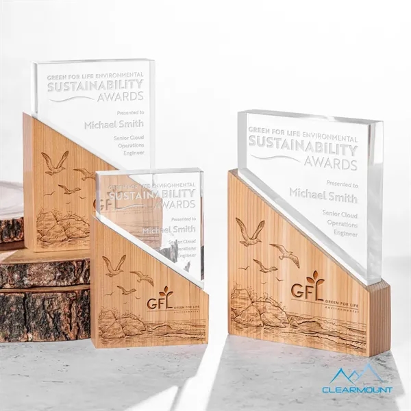 The Rocheux Award is crafted from a slanted piece of wood... from ASI 84592 St Regis Group / Clearmount