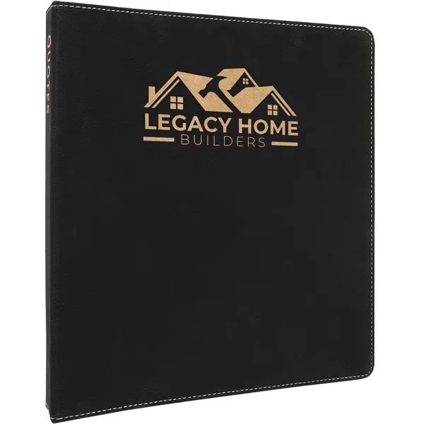 10.5" x 11.5" x 1.5" black/gold PU leatherette 3-ring binder.... from ASI 74601 Calico