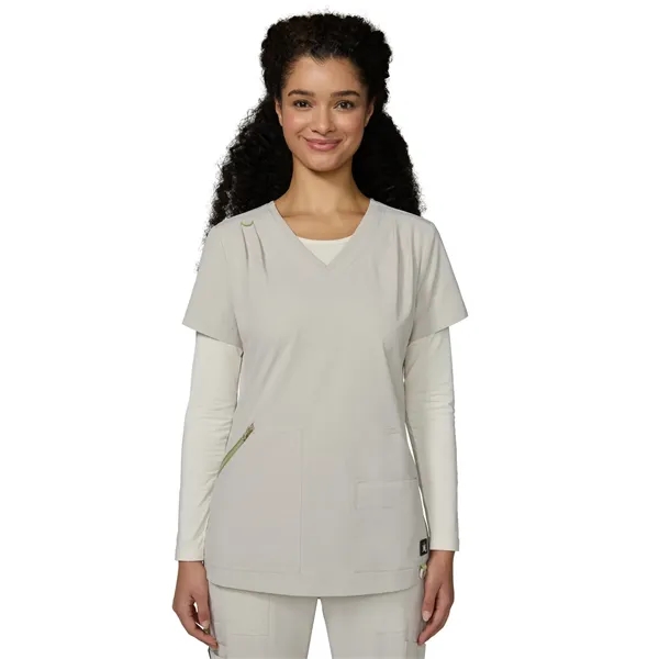 koi - Solis - Women's Ribbed V-Neck 4-Pocket Sari Scrub Top... from ASI 86018 Scrub Authority