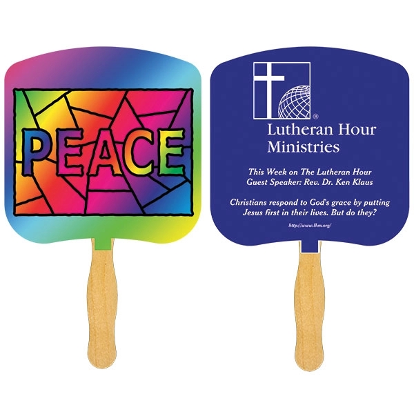 White stapled religious fan made of 12-point sandwiched board stock with... from ASI 43051 CPS / Keystone CPS CPS/Keystone