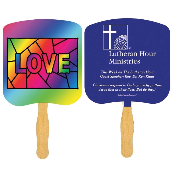 White stapled religious fan made of 12-point sandwiched board stock with... from ASI 43051 CPS / Keystone CPS CPS/Keystone