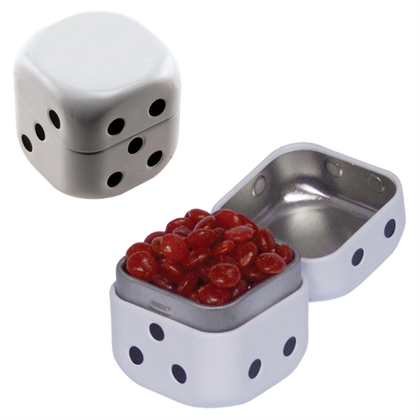 Dice-shaped tin filled with your choice of mints, candy or gum... from ASI 61125 Hit Promotional Products