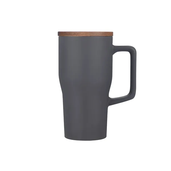 18 oz ceramic mug with sleek wooden lid.... from ASI 99030 Zipline / Zipline Zipline®