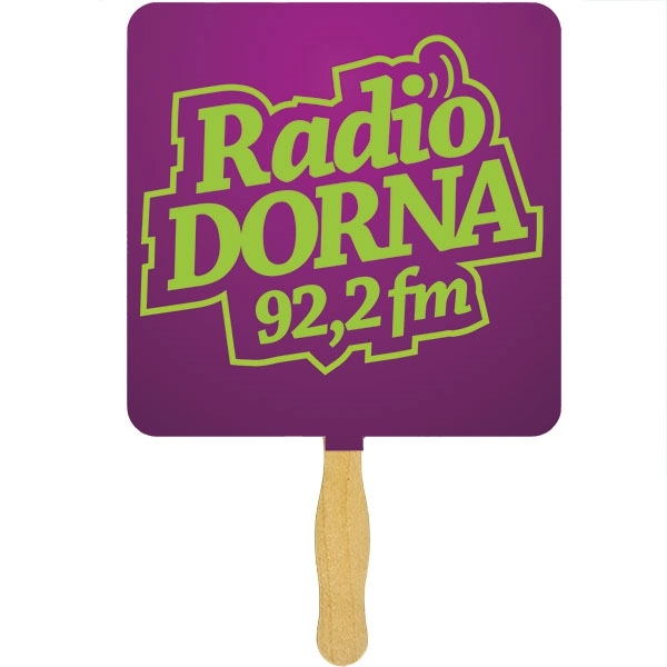 White sandwiched hand fan made of 12-point board stock with a... from ASI 43051 CPS / Keystone CPS CPS/Keystone