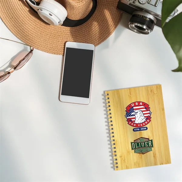 5" X 7" Patriotic Bamboo Spiral Notebook... from ASI 30208 A P Specialties / AP Specialties