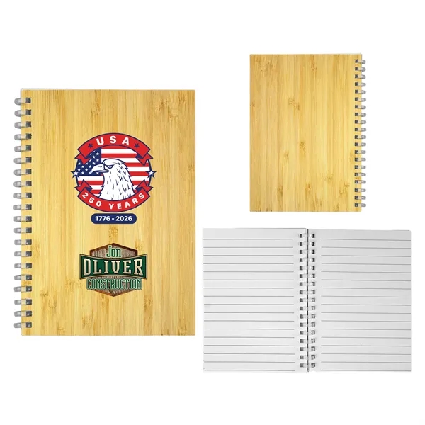 5" X 7" Patriotic Bamboo Spiral Notebook... from ASI 30208 A P Specialties / AP Specialties