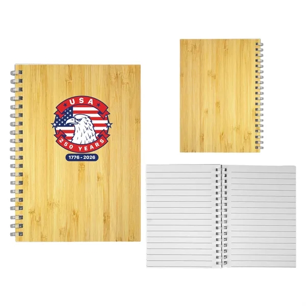 5" X 7" Patriotic Bamboo Spiral Notebook... from ASI 30208 A P Specialties / AP Specialties