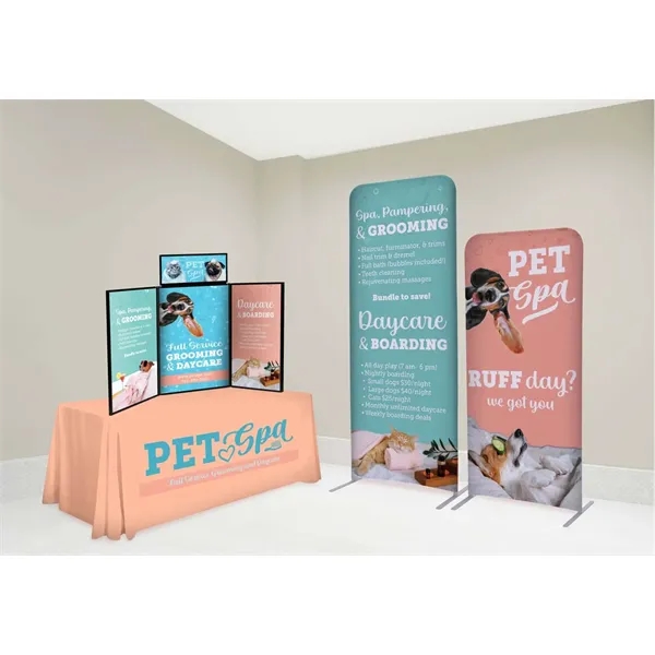 6' polyester table throws with 3 sides, draped corners and a... from ASI 87188 Showdown Displays