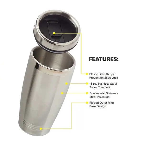 Double wall stainless steel travel tumbler of 16 oz. capacity with... from ASI 37218 Athena Promo (tm)