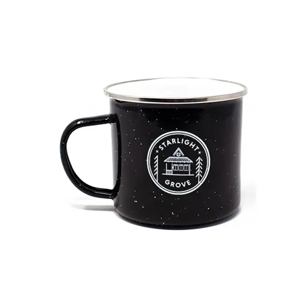 Rustic 17 oz. enamel steel mug, perfect for custom imprinting, outdoor... from ASI 72657 Active Life Promo / Apres Ski
