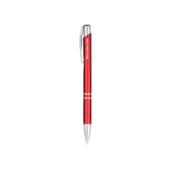 Shiny aluminum pen with click-action mechanism, colorful barrel and chrome accents.... from ASI 30442 Above & Beyond Advertising Products / PromoAdLine