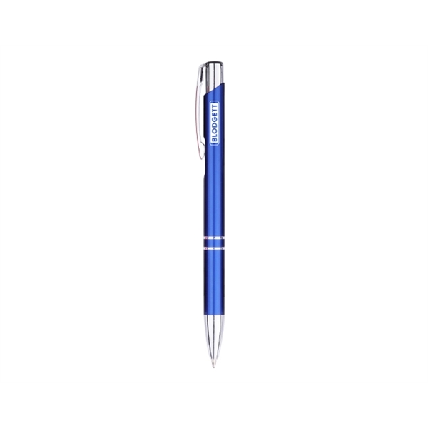 Shiny aluminum pen with click-action mechanism, colorful barrel and chrome accents.... from ASI 30442 Above & Beyond Advertising Products / PromoAdLine